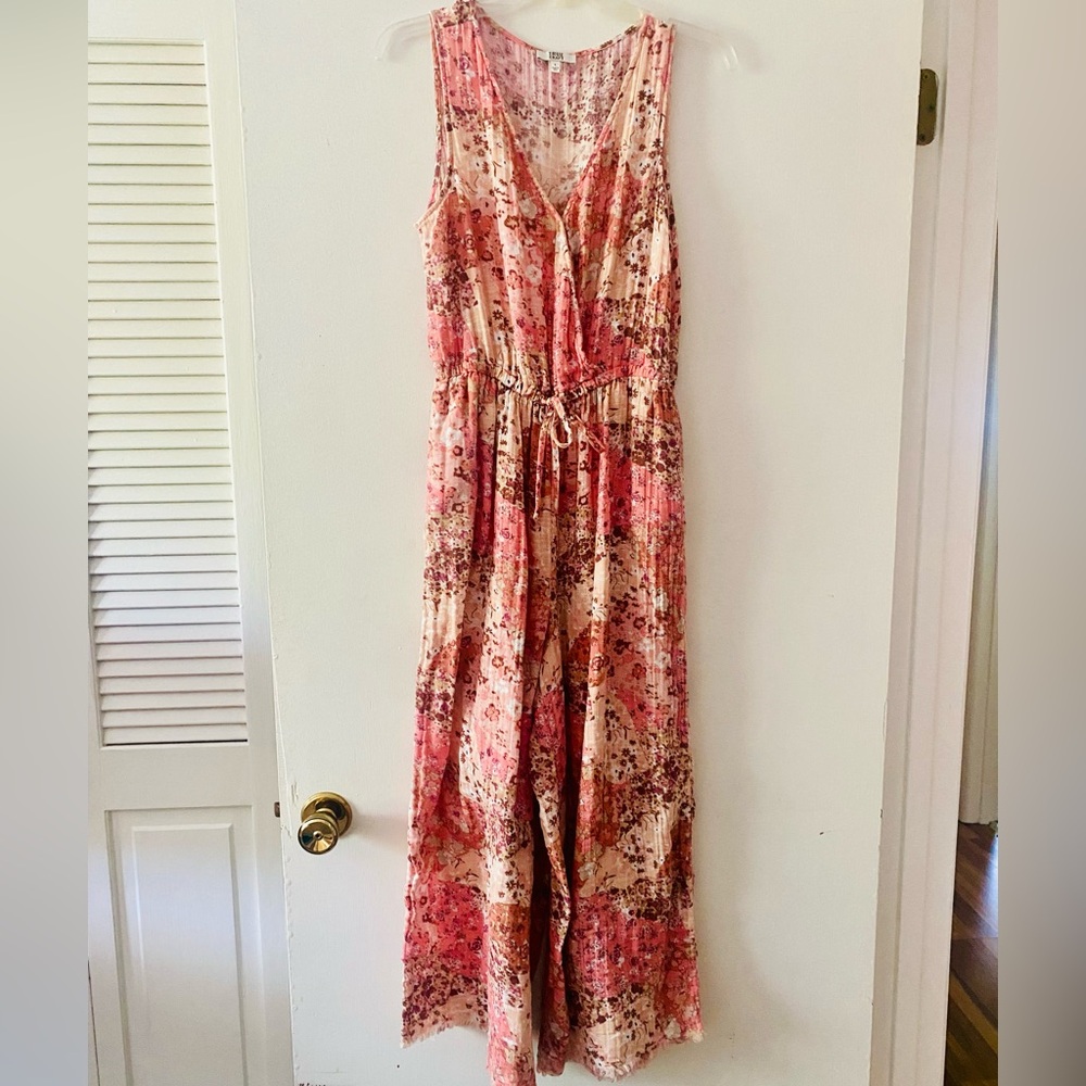 True Craft Floral Pink and Cream Wide Leg Jumpsuit